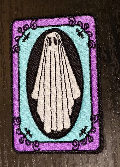 Ghost Embroidered Patch Iron/Sew On Clothes Dress Halloween Spooky Badge 8x4.5cm - Foto 6