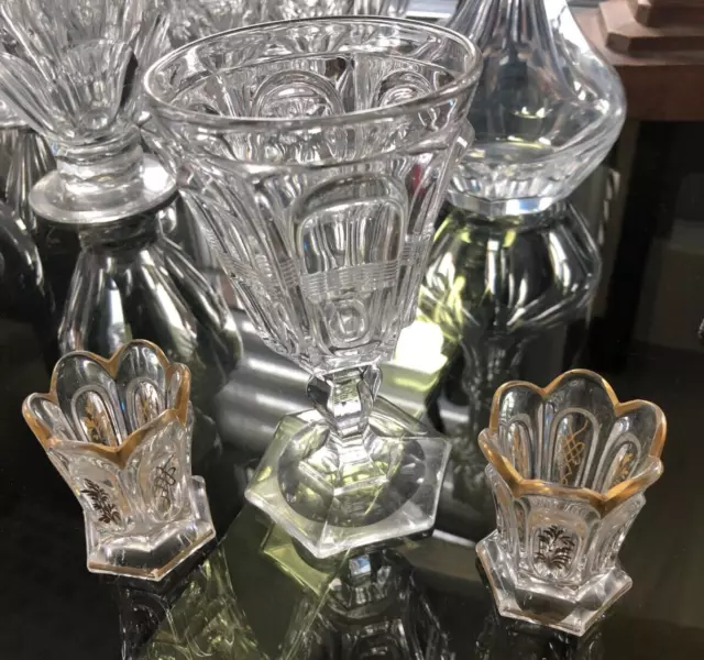 Lot Ancien Verre Cristal style Charles X Facette