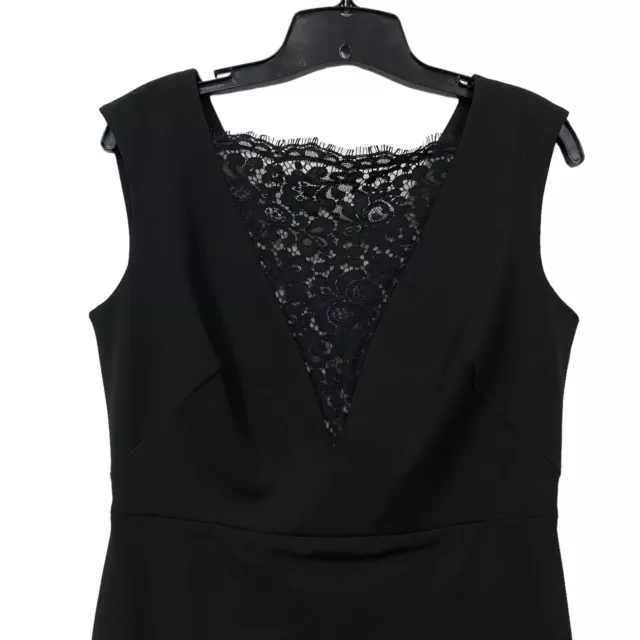 Calvin Klein Elegant BLACK sleeveless Sz 8 sheath dress lace Chest V Shape Work 2