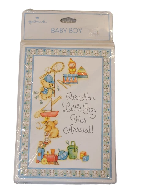 Hallmark Birth Announcements baby boy 10 cards envelopes vintage NOS