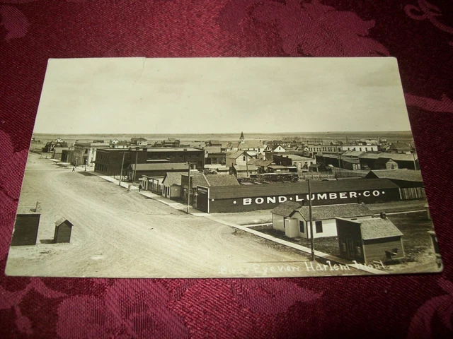 1916 Rppc Bird's Eye View Harlem Montana Mt Bond Lumber Co. Postcard