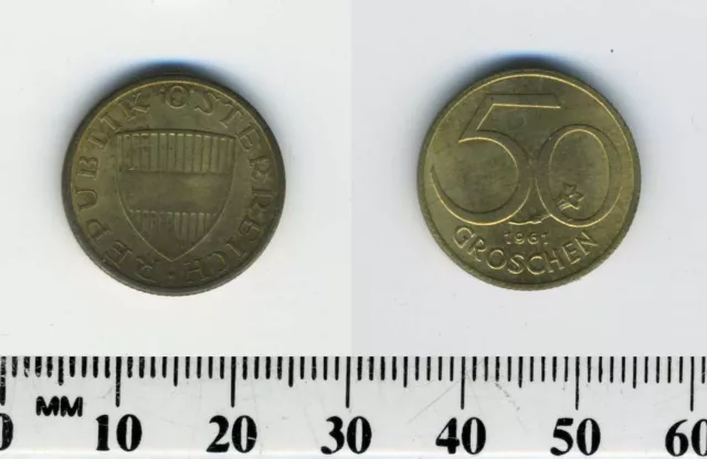 Austria 1961 - 50 Groschen Aluminum-Bronze Coin - Austrian shield