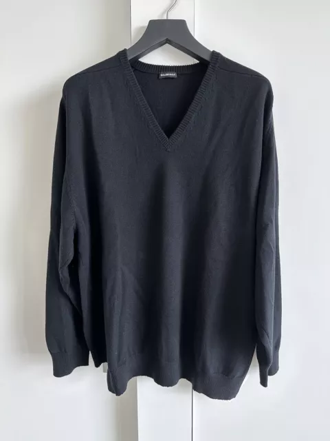 BALENCIAGA BLACK CASHMERE V-Neck Sweater Size L $400.00 - PicClick