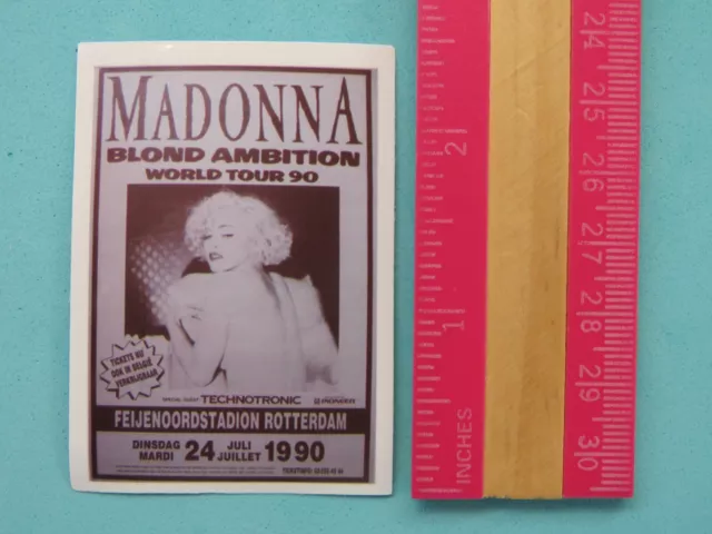 Music STICKER Concert Poster: MADONNA Blond Ambition World Tour 1990 Rotterdam