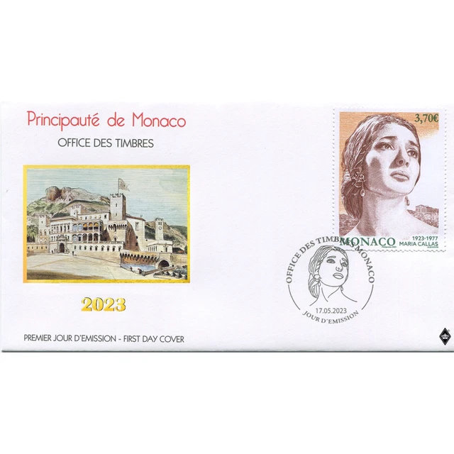 monaco 2023  woman 100 Birth MARIA CALLAS 1923 1977 artist singer voice 1v FDC