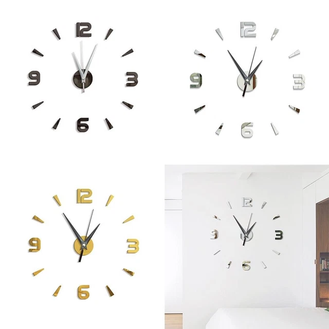 Pegatina de pared reloj de pared autoadhesivo espejo medio ambiente hágalo usted mismo decoración pasillo arte