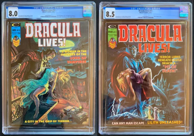 Dracula Lives #10 CGC 8.0 & #11 CGC 8.5 Marvel 1975 Lilith/Renfield appearances!