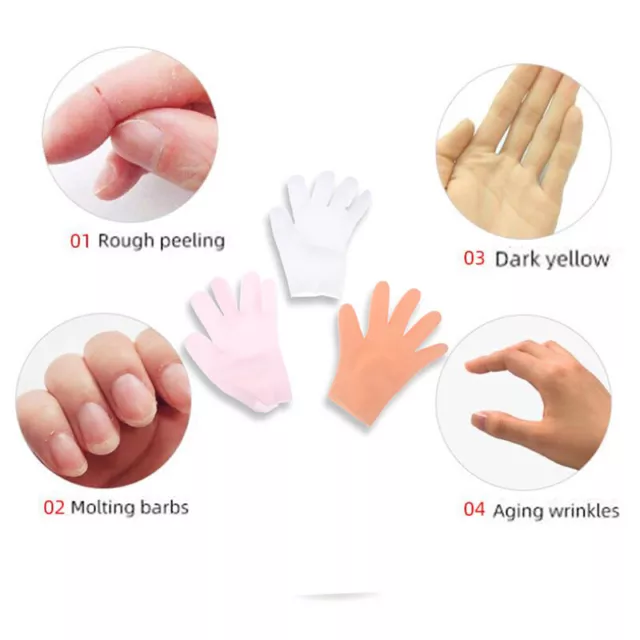 1 par de guantes de silicona hidratantes reutilizables con gel agrietado 3