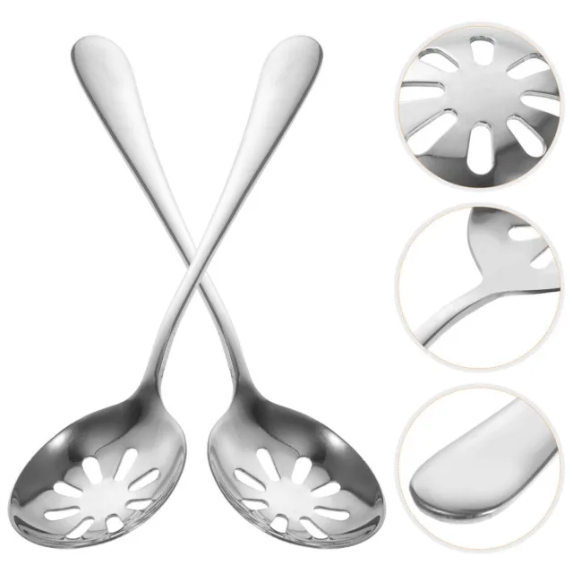 2 cucharas de colador de acero inoxidable para servir cucharas de uso diario