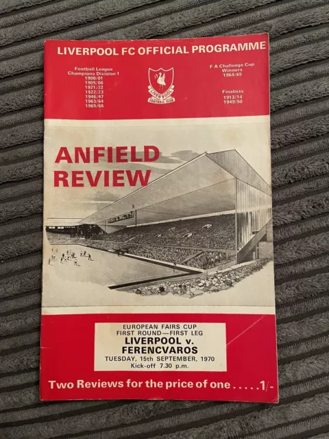 1970 Liverpool V Ferencvaros European Fairs Cup 1St Round 1St Leg