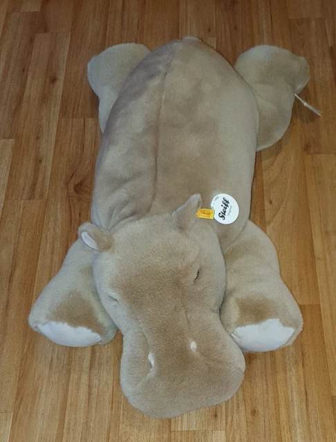 Peluche Hipopótamo Mocky Steiff - 80 Cm, Suave Y Seguro Para Bebés, Con El Botón Oficial En La Oreja