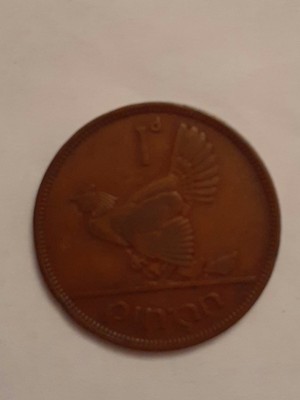 1941 Irish One Penny Coin Old Ireland 1d Hen And Chicks
