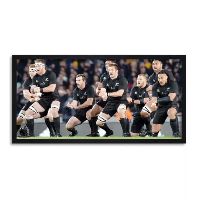 New Zealand Rugby Legends World Cup Haka Photo Long Framed Wall Art 25X12 In