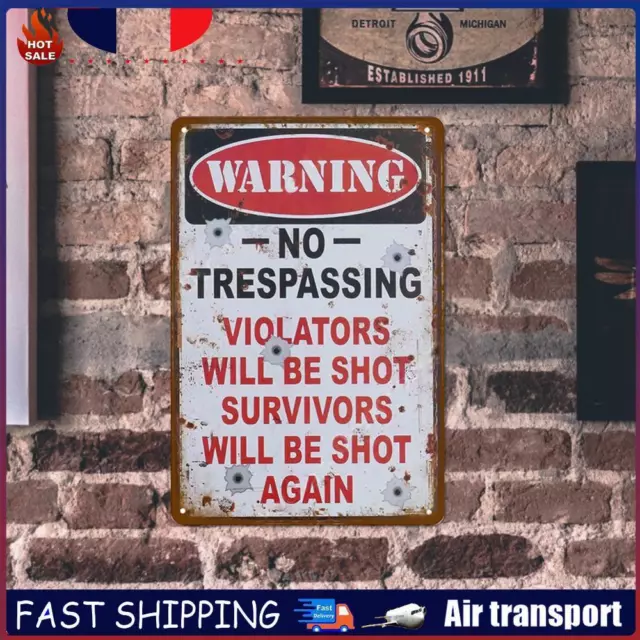 Vintage Metal Plate Tin Sign Plaque Warning No Trespassing Poster Iron Painting
