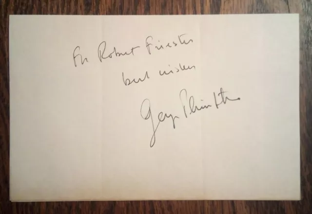 GEORGE PLIMPTON AUTOGRAPH ~ Signed & Inscribed 1974 Letter