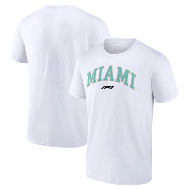 T-shirt da bambino Miami F1 (taglia 10-11y) bianca a maniche corte Grand Prix - nuova