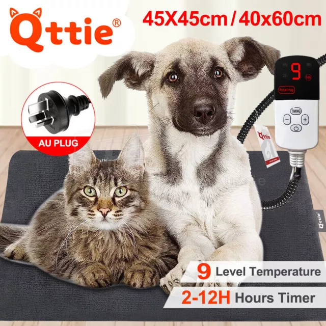 Qttie Pet Heating Pad With Timer Dog Cat Extra Large Heated Electric Pet Bed Mat