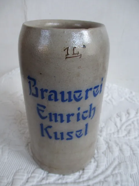 Humpen Krug  1 l   Brauerei Emrich Kusel Steinzeug Jugendstil