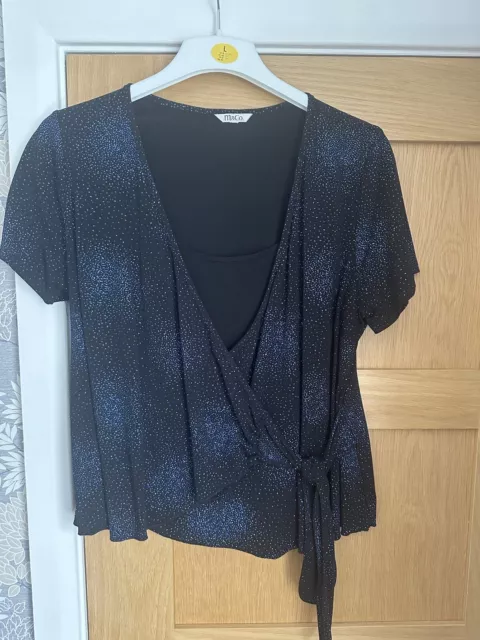 M&co BLUE SPARKLY TOP SIZE 20 WITH STRETCH PERFECT FOR  CUISE AND HOLIDAYMAKERS