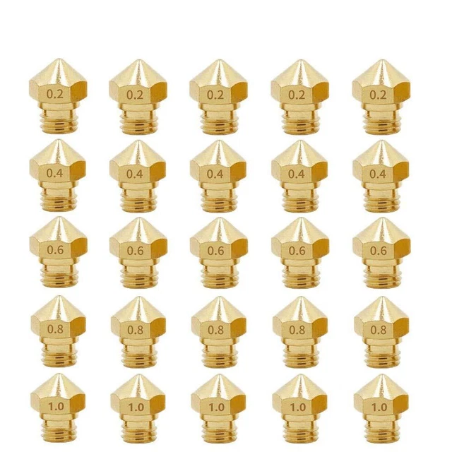 MK10 Nozzles, M7 0.2mm, 0.4mm, 0.6mm, 0.8mm, 1.0mm Extruder Brass Nozzl...