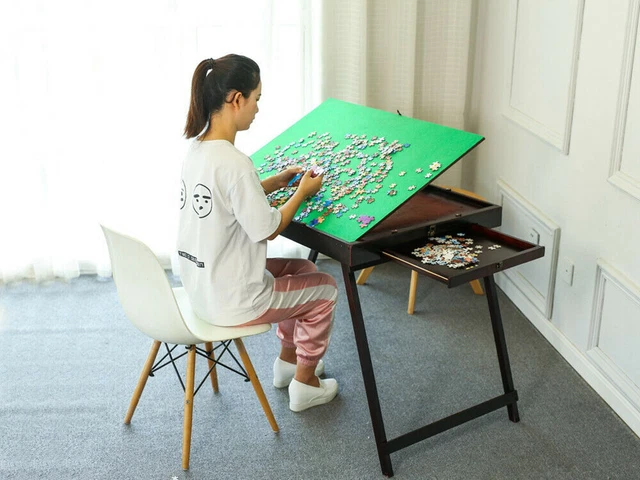 Super Folding Wooden Tilting Jigsaw Puzzle Storage Table Carry Board Drawers
