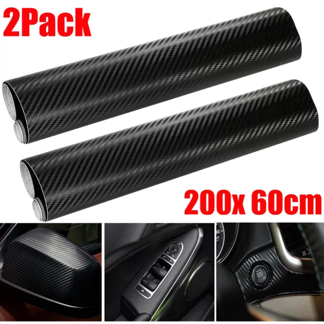 2Pack 3D Carbon Fiber Fibre Vinyl Wrap Film Sheet Decal Sticker Laptop Car 2m