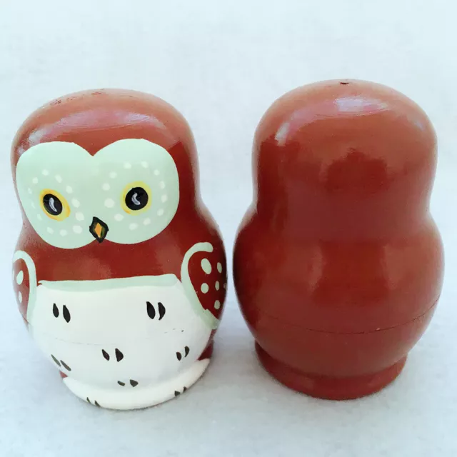 5er Set Matrjoschka Matröschka Babuschka Eule Holzpuppen Spielzeug Dekoration 11