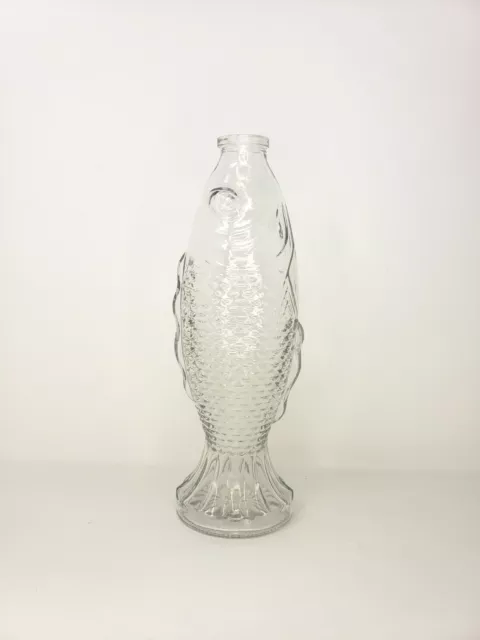 Clear Glass Figural Fish Bottle 10.25 Inches