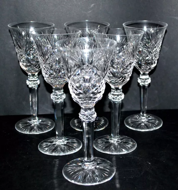 CRISTALLERIE LORRAINE série 6 verres à vin cristal Lemberg diamant palmette 18cm