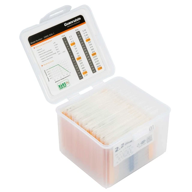 Resistor Kit Assortment,Pack of 680 Pieces 34 Values 1/4 Watt 1% (...