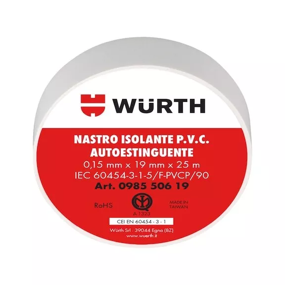 Nastro Isolante BIANCO 19MMx25M Alta Qualità Set 10pz - WÜRTH 098550619