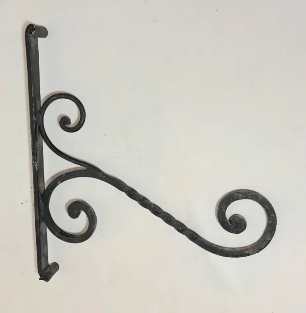 antique 18th century thick hand wrought iron wall bracket planter hook hanger
