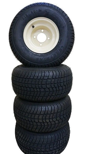 8" Standard BEIGE Golf Cart Wheel & Tire Set