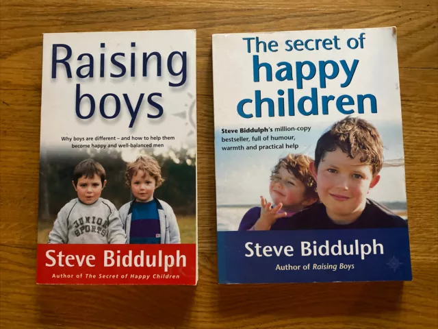 2 X Steve Biddulph Books Raising Boys, The Secret Of Happy Children