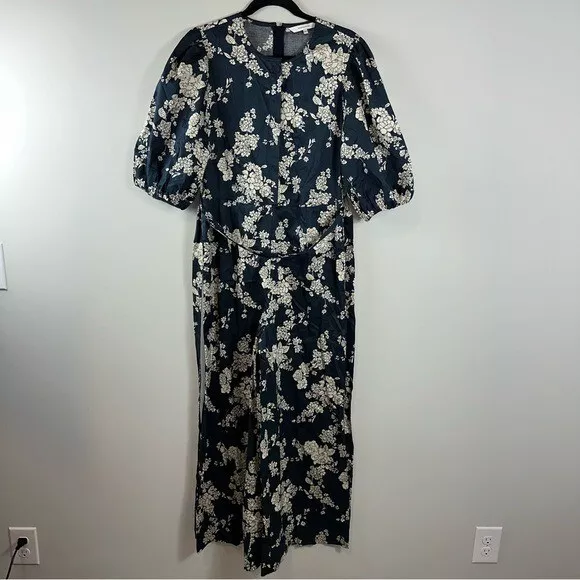 Rebecca Taylor Gabrielle Floral Print Wide Leg Puff Sleeve Jumpsuit Size 6