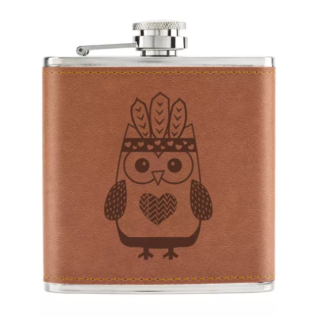 Festival Gufo Testa Abito 170ml pelle Sintetica Hip Flask Marroncino - Funny