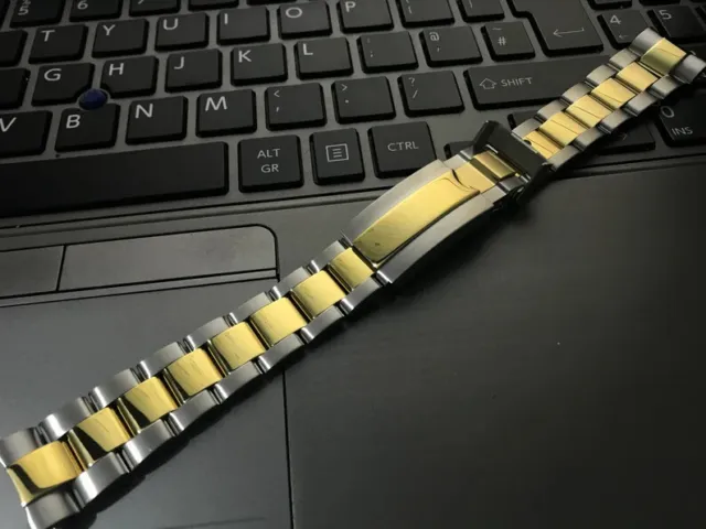 20MM Watch Band Bracelet Shiny SILVER GOLD Oyster Fits For Rolex Sub Gmt DYTONA