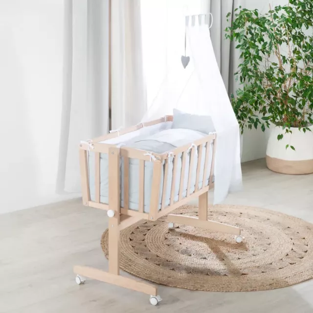 Roba complete cradle set - Wooden with Grey linen