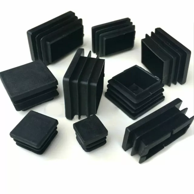 Square Plastic Black Blanking End Cap Tube Pipe Insert Plug Bung 10x10~100x100mm 3