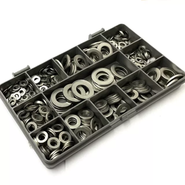 460 Assorted Piece A2 Stainless Steel M3 M4 M5 M6 M8 Flat Form A Washers Kit