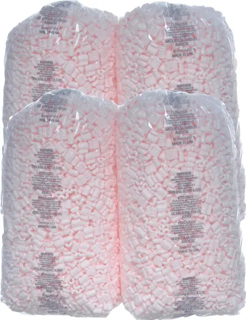 Bubblefast Brand 14 Cu. Ft. (90 Gallons) Pink anti Static Packing Peanuts Popcor