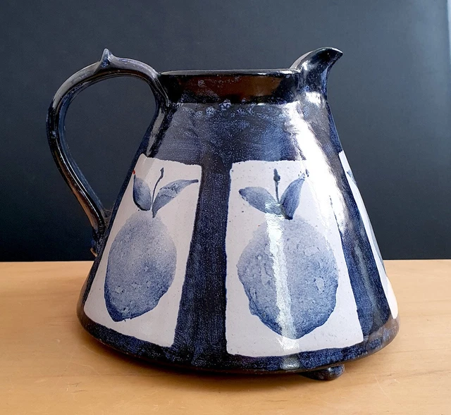 Tydd Pottery Pitcher Jug With Fruit A & D Edmonds Hand Painted Signed Pottery