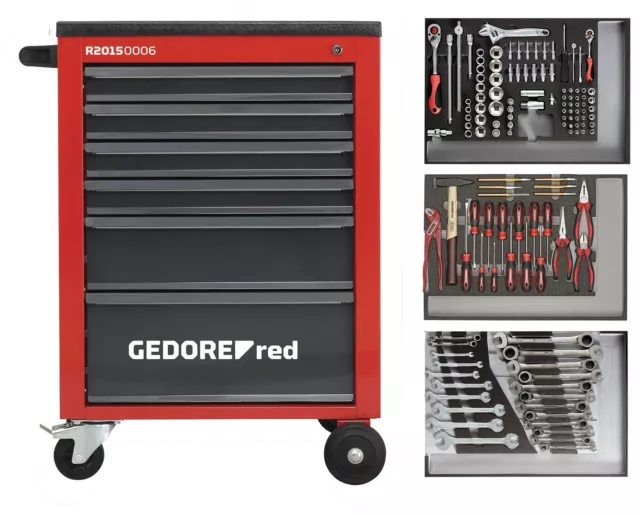 GEDORE Red R21560004 Werkzeugsatz im Werkstattwagen MECHANIC rot 129-teilig