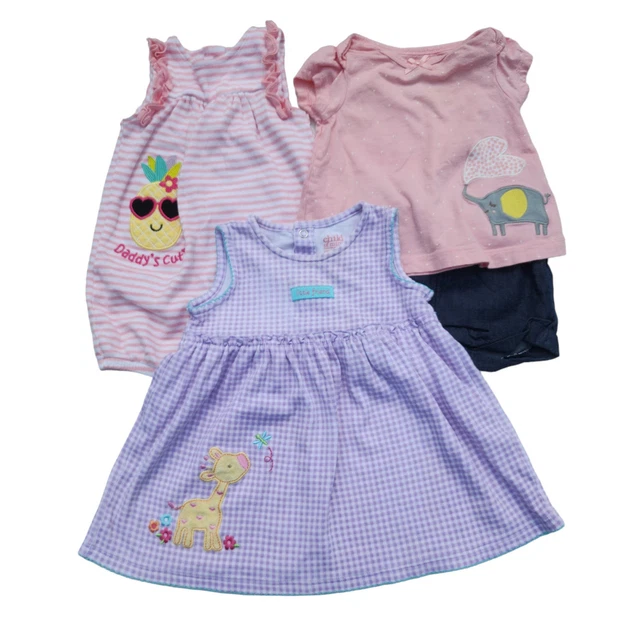 Baby Girl Clothes Lot Bundle 3-6 Month  Summer Shirts Shorts Dress Romper 4 pcs