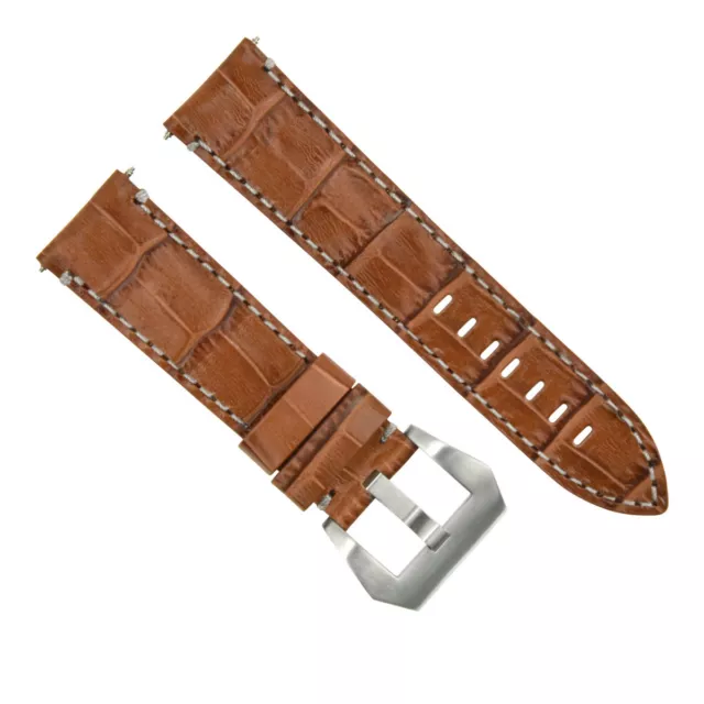 24Mm Pam Leather Watch Band Strap For 44Mm Panerai Luminor Marina Light Brown Ws