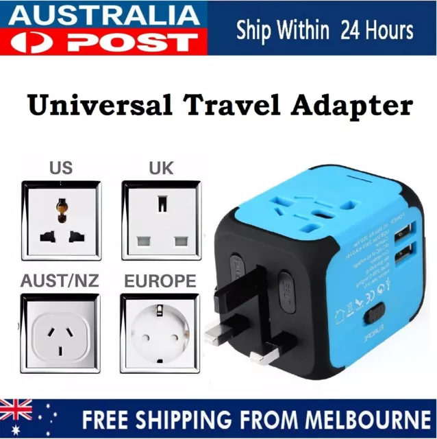 Universal International World Wide Multi Travel Plug Charger USB Port Adapter AU