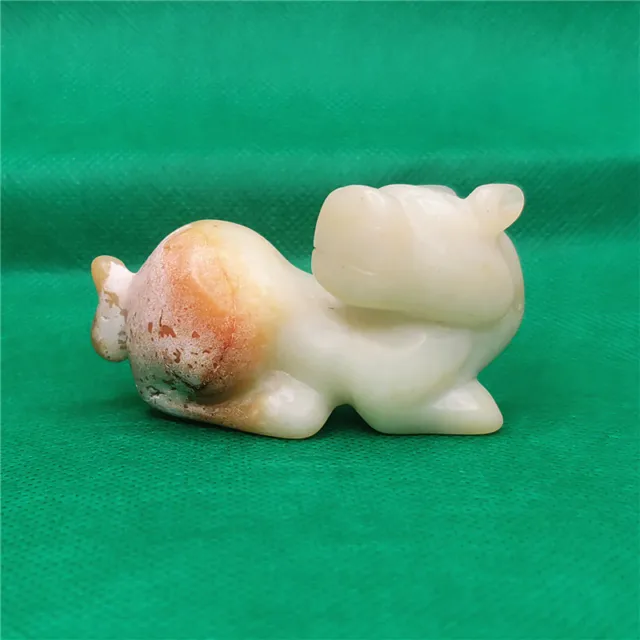 Chinese Natural jade old hippo Handle piece Collection Amulet