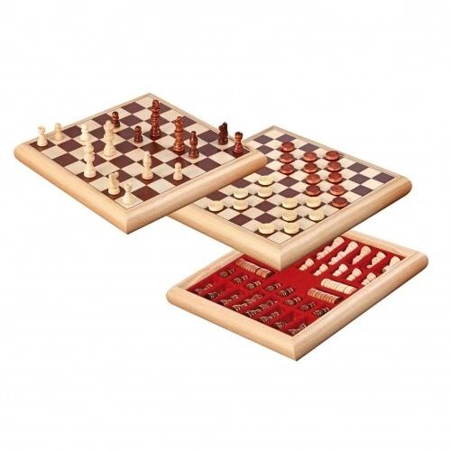 Jeu D'échecs En Bois 3 En 1 - Échecs, Dames, Backgammon - Echiquier Pliable Portable - Pour Enfants Et Adultes - 5