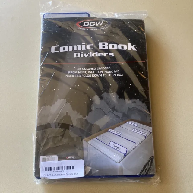 Pack of 25 BCW Blue Plastic Comic Book Dividers with Folding Write On Tab