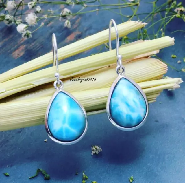 Extraordinary Larimar Gemstone 925 Sterling Silver Handmade  Earring Sr231